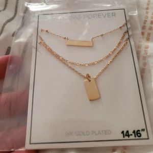 NWT Sterling Forever Vertical Triple Layered Bar Necklace